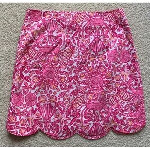 Lilly Pulitzer Lynnie Seashell Skirt Women’s Sz 0 Pink scalloped hem style 33019
